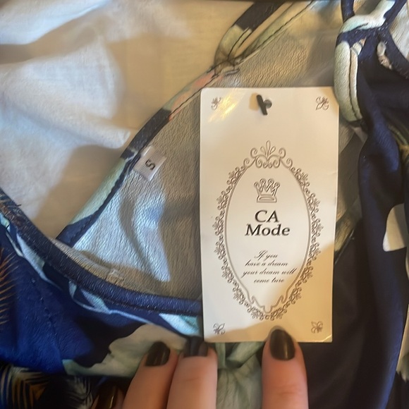 Floral Navy Jumpsuit | Size Small - Picture 3 of 3